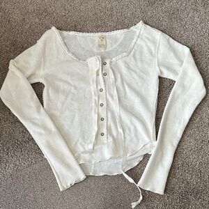 Free People White Button-Up Women's Top